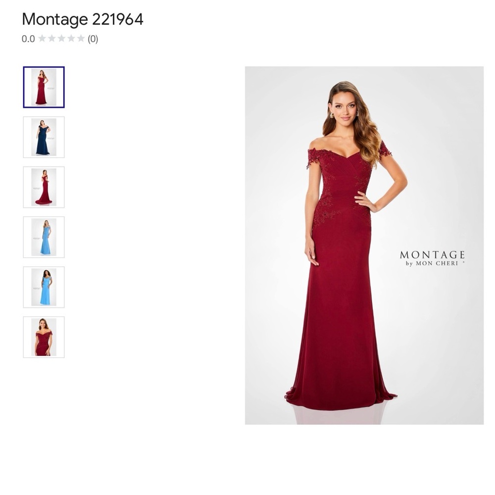 Montage by Mon Cheri Burgundy Lace Prom Dress
